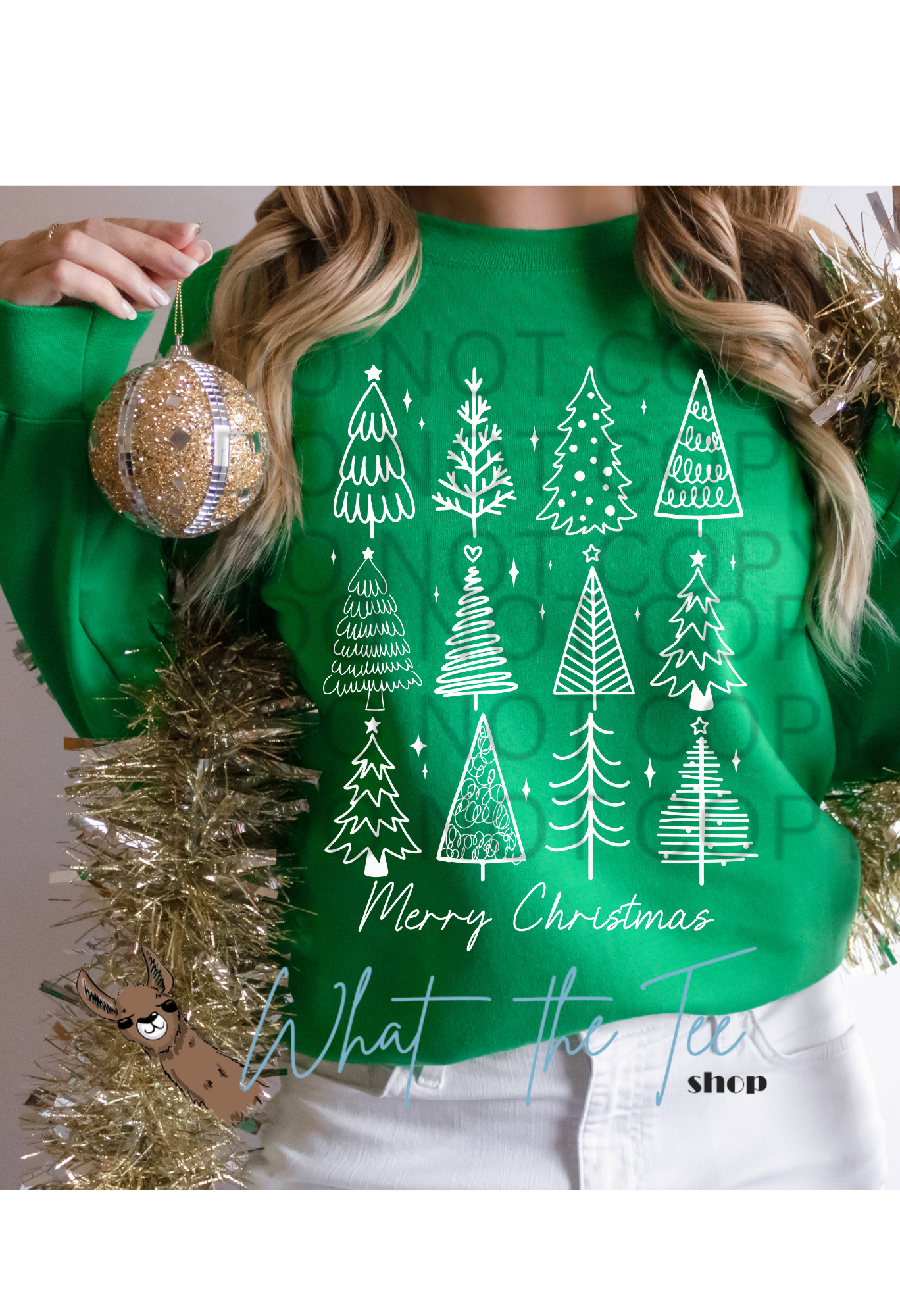 Doodle Christmas Trees  Crewneck Sweatshirt