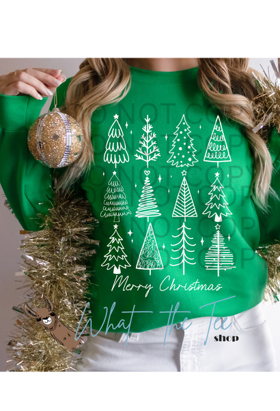 Doodle Christmas Trees  Crewneck Sweatshirt