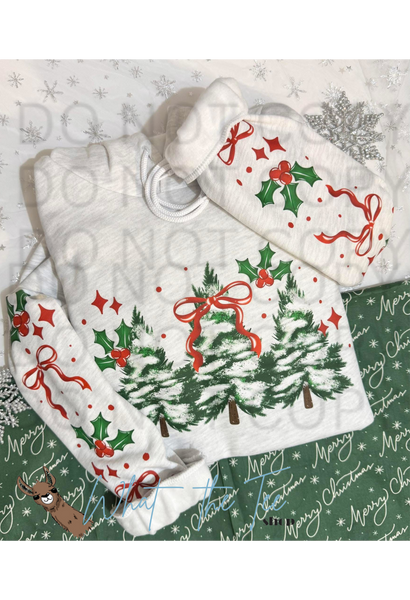 Winter Wonderland Christmas Tree Hoodie | Printed Sleeve Sweatshirt