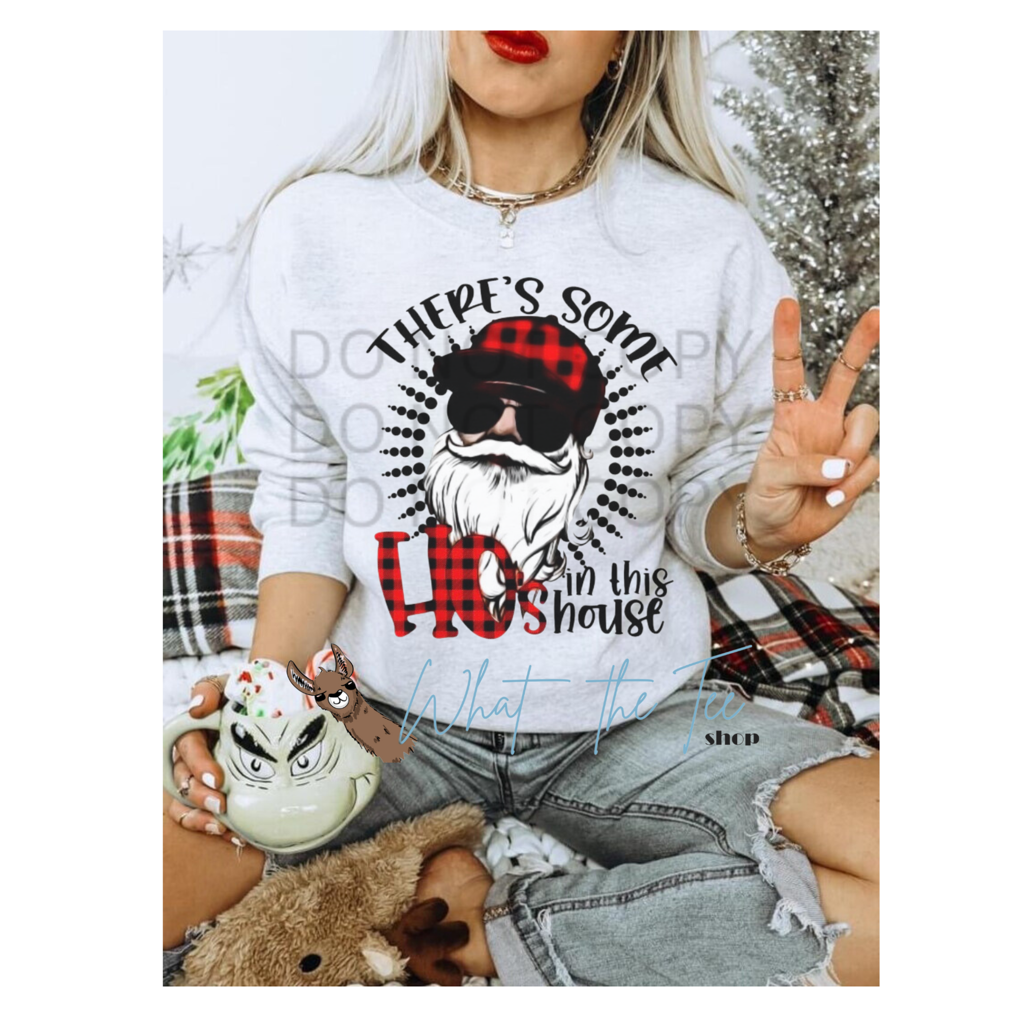 There's Some HO Ho Ho's Santa Tee | Cozy Naughty Santa Sweatshirt