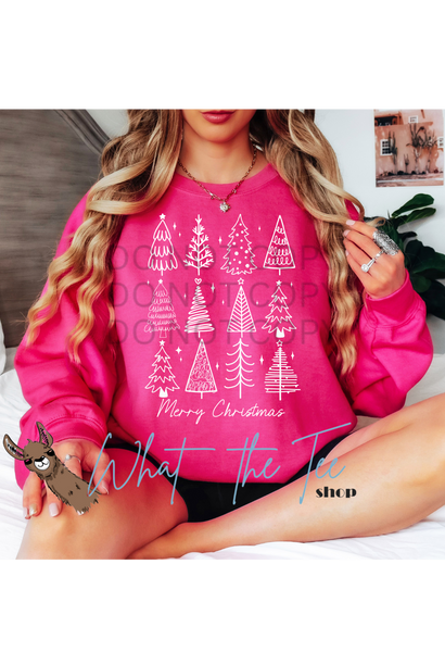 Doodle Christmas Trees  Crewneck Sweatshirt