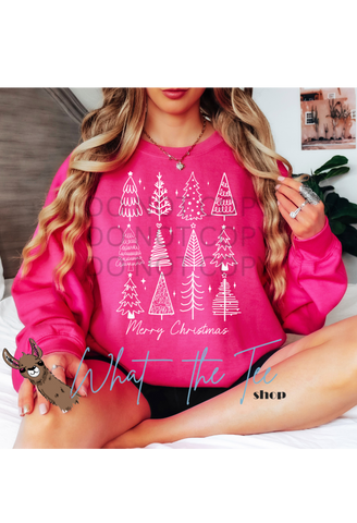 Doodle Christmas Trees  Crewneck Sweatshirt