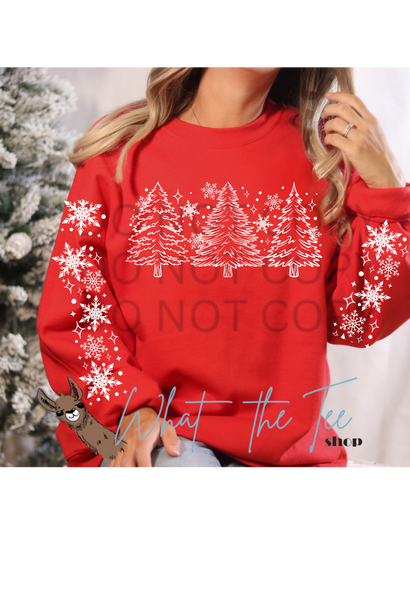 Winter Snowy Trees Sleeve Design Crewneck | Printed Sleeve Sweatshirt (Copy)