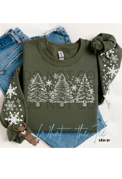 Winter Snowy Trees Sleeve Design Crewneck | Printed Sleeve Sweatshirt (Copy)